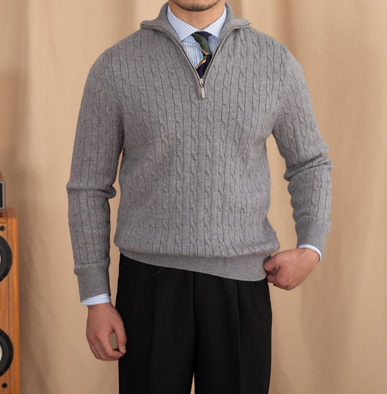 Cambridge Stand Collar Zip Sweater