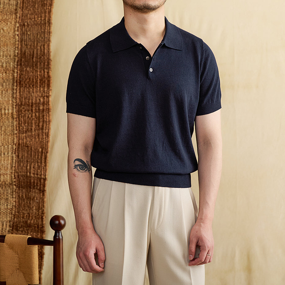 Portofino Knit Cotton Blend Polo Shirt