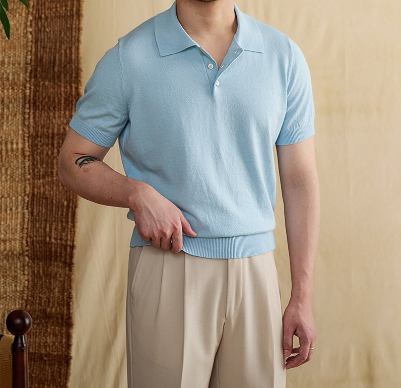 Portofino Knit Cotton Blend Polo Shirt