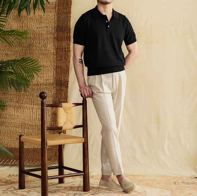 Portofino Knit Cotton Blend Polo Shirt