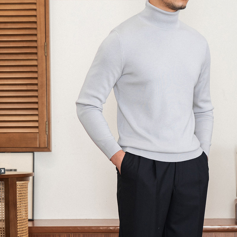 Saint-Germain Slim Fit Wool Blend Knit Turtle Neck