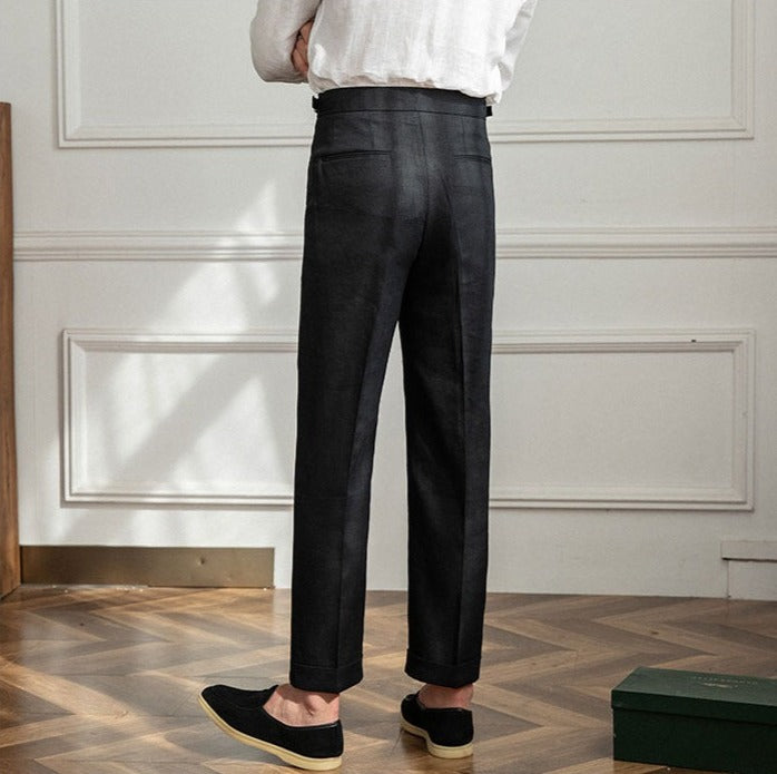 Modena Wool Linen Pleated Trousers