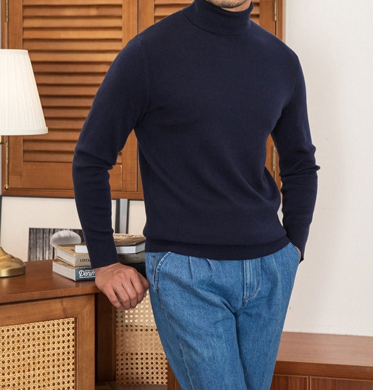 Saint-Germain Slim Fit Wool Blend Knit Turtle Neck