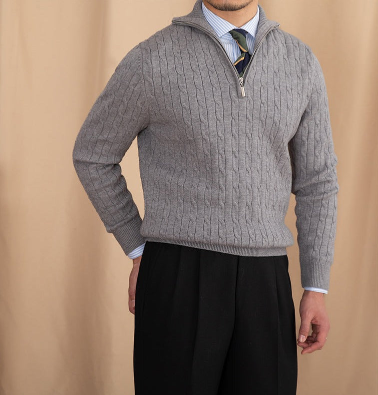 Cambridge Stand Collar Zip Sweater