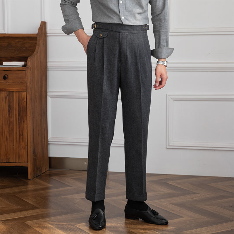 Dolce Vita Pleated Textured Gurkha Trousers