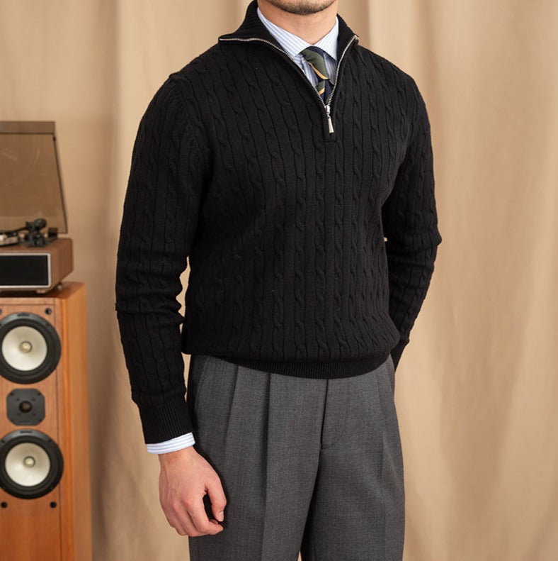 Cambridge Stand Collar Zip Sweater