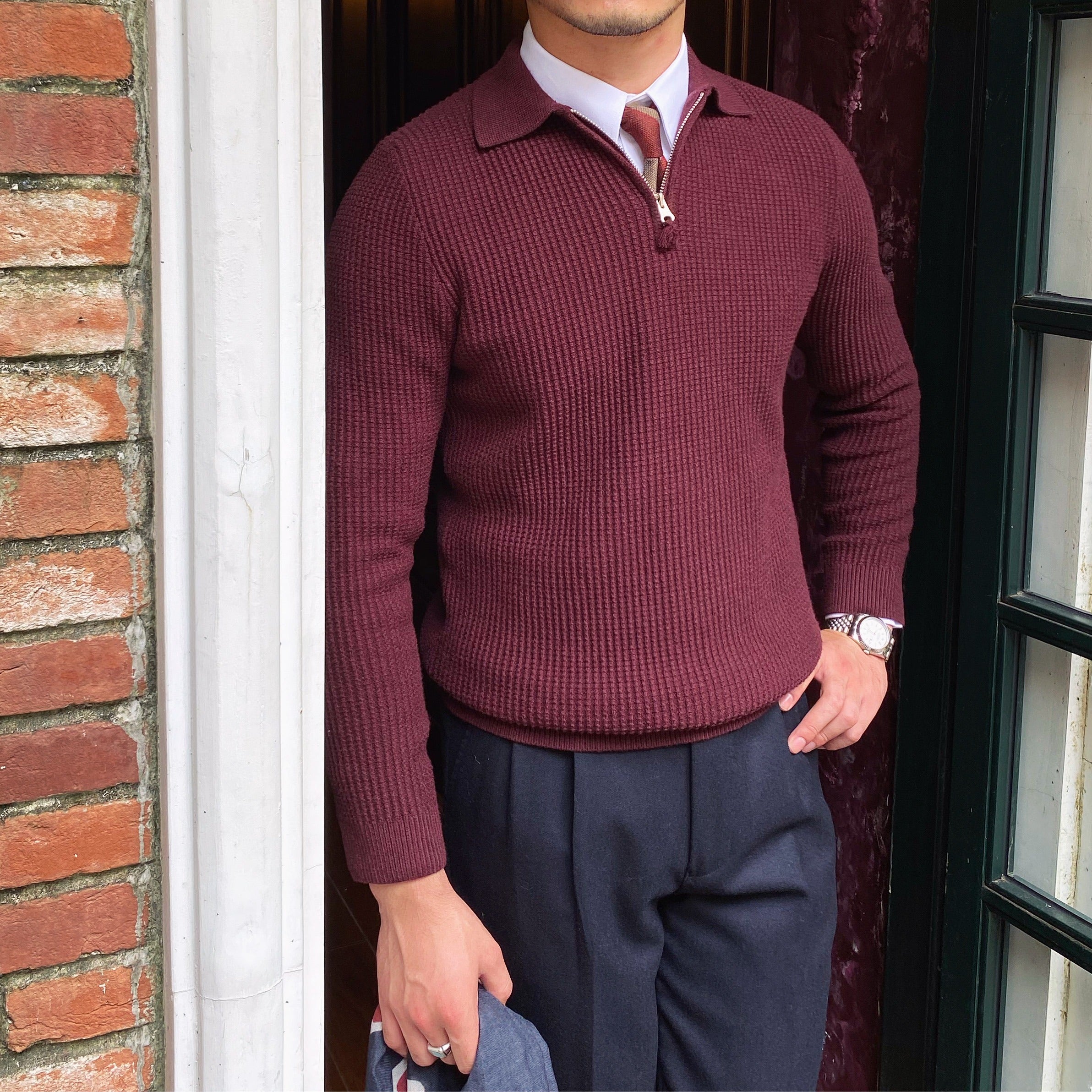 Amalfi Classic Ribbed Knitted Half-Zip Jumper