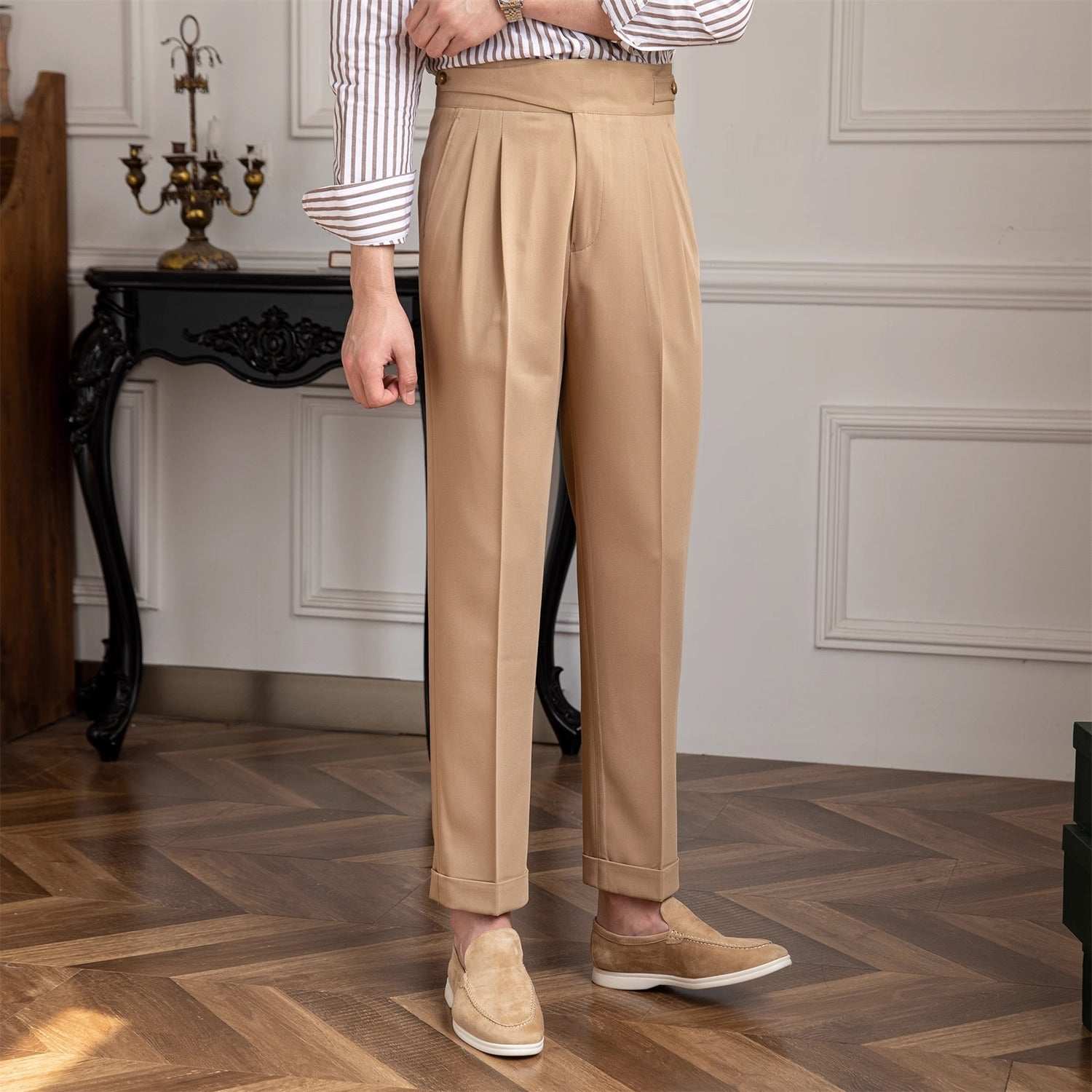 Milano Straight Fit Pleated Trousers