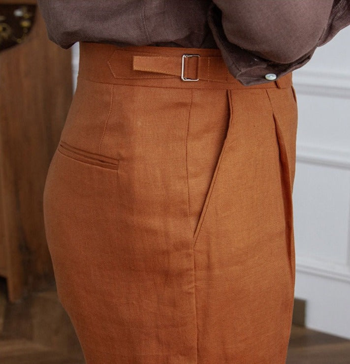 Modena Wool Linen Pleated Trousers