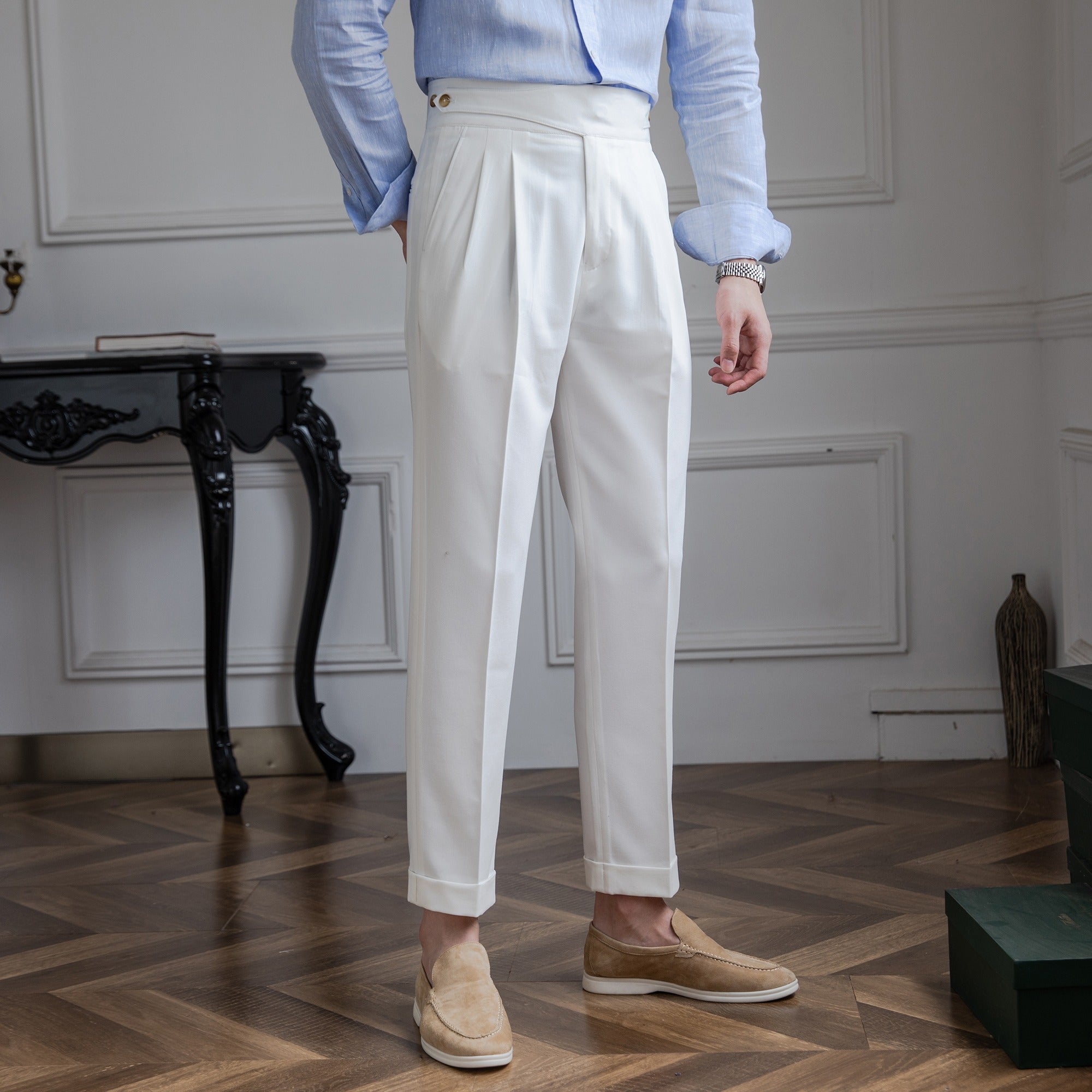 Milano Straight Fit Pleated Trousers