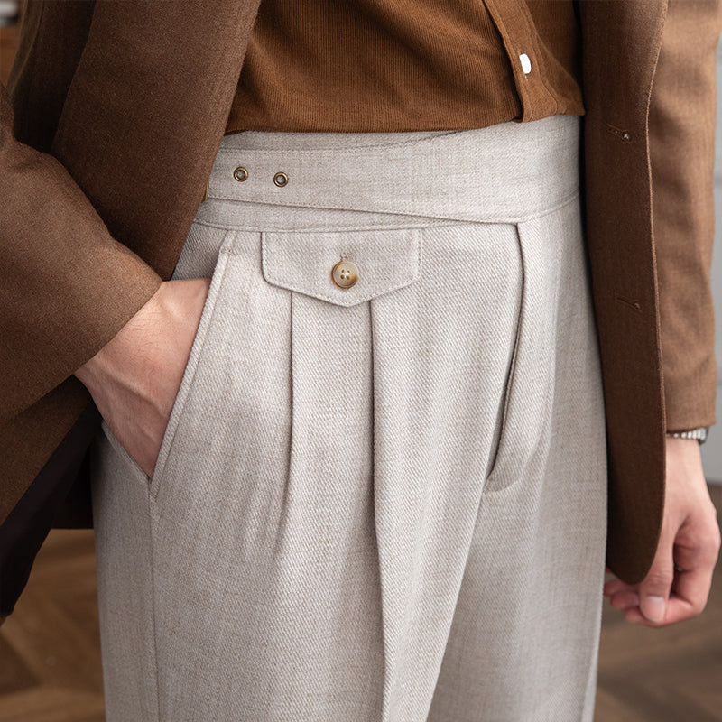 Dolce Vita Pleated Textured Gurkha Trousers