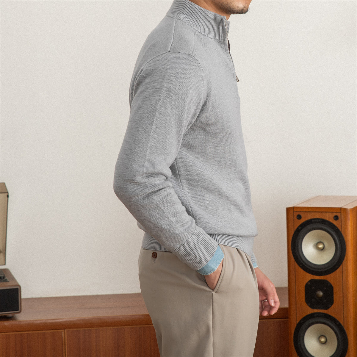 Montague Wool Blend Textured Half Zip Jumper