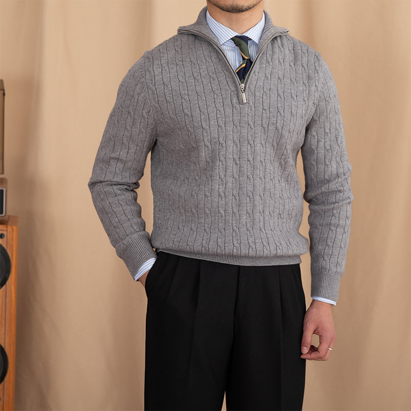 Cambridge Stand Collar Zip Sweater