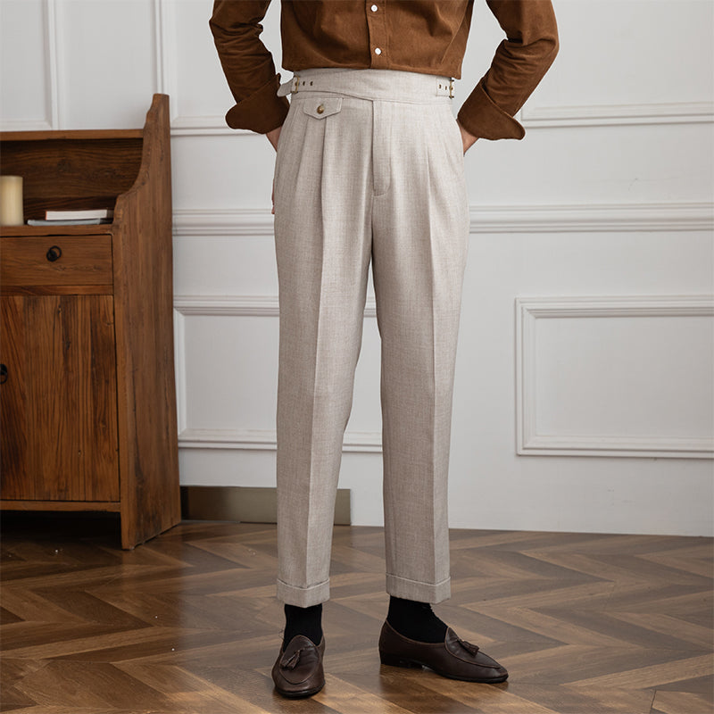 Dolce Vita Pleated Textured Gurkha Trousers